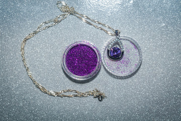 Silver Pendant with Purple Zircon