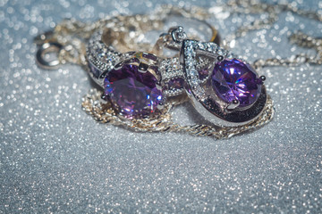 Silver Pendant with Purple Zircon