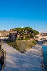 Obraz premium Tiberina Island (Isola Tiberina) on the river Tiber in Rome, Italy
