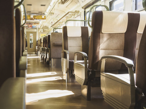 Train Travel Passenger Seats Row People Sit In Train Japan Train Interior