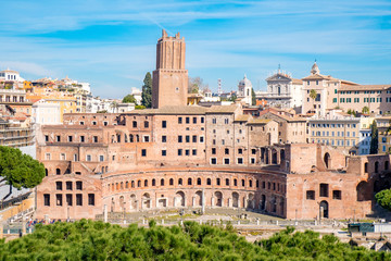 Fototapeta na wymiar Aerial view of Trajan's Market in Rome, Italy