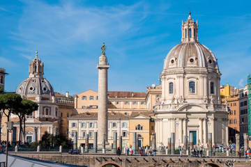 Fototapeta na wymiar Trajan Forum and Trajan Column in Rome, Italy