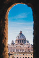 View of Vatican City and St. Peter's Basilica from the Castel Sant`Angelo, Italy