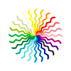 colorful zigzag lines in circle shape. rainbow color concept and logo design. vector illustration.
