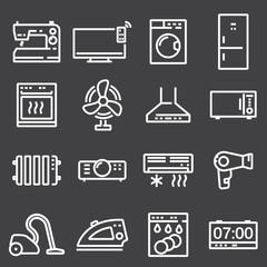 Home appliances icons set.