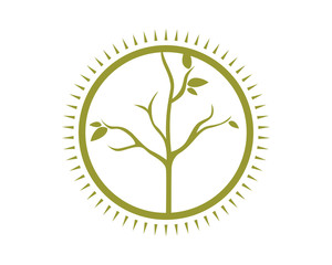 circle dead tree leafless plant fall image vector icon