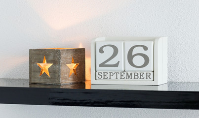 White block calendar present date 26 and month September