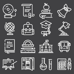 Vector Outline icon collection - School education