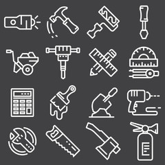 Simple set of tools related vector icons