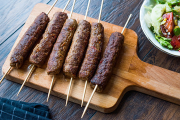 Balkan Cevapcici Kofta / Kofta with Wooden Skewers and Salad