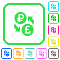 Ruble Pound money exchange vivid colored flat icons