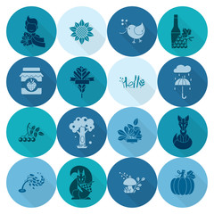 Set of Flat Autumn Icons