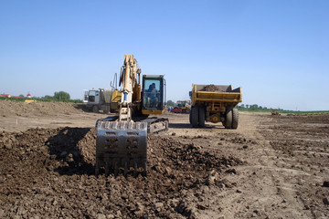 Excavator load the truck