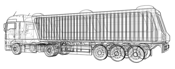 Modern Cargo Truck isolated on white background. Eurotrucks vehicle. Tracing illustration of 3d. EPS 10 vector format.