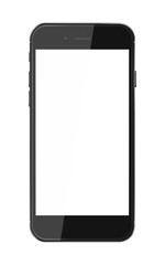Realistic smart phone with blank screen isolated on white background. Vector illustration.