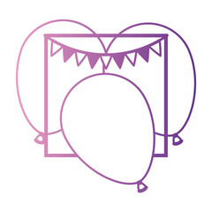 balloons air party with garlands decorative frame vector illustration design