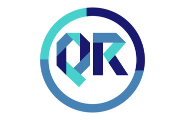 Fototapeta premium QR Global Blue Ribbon letter Logo