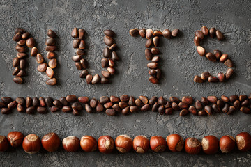 Inscription Nuts, from different nuts . Free space for text