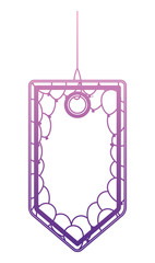 tag hanging with party balloons air vector illustration design