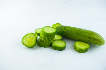 cucumber sliced isolated on white background clipping path
