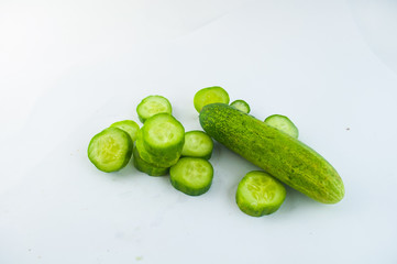 cucumber sliced isolated on white background clipping path
