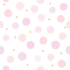 Polka dot seamless pattern background in pastel pink. For birthday, valentine and scrapbook design.