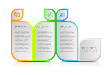 Obraz premium Business template with 3 steps, options or processes. Can by used for strategy, workflow, research, presentation, timeline.