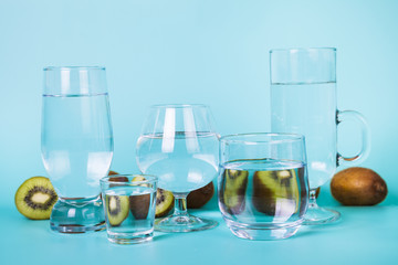 Refreshing  cold water with kiwi