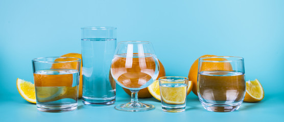 Refreshing  cold water with oranges