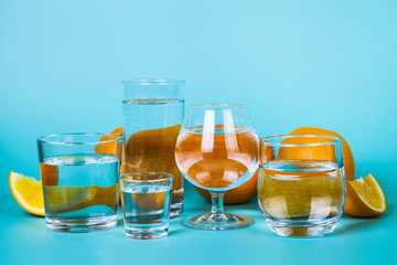 Refreshing  cold water with oranges