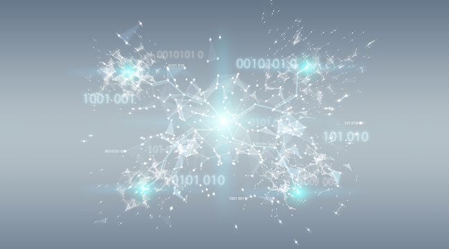 Digital binary code connection network background 3D rendering