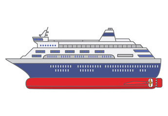 Cruise ship liner in flat style a vector.
