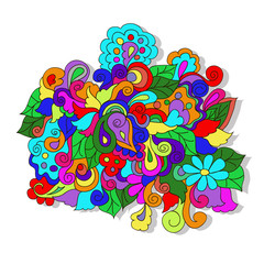 Doodles with flowers and swirl on a white background. Separate Doodle elements for drawing. You can pick and design on their own.