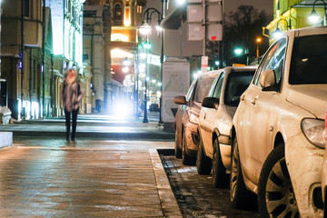 Moscow, Russia - March, 1, 2017: Cars on a Moscow parking in winter