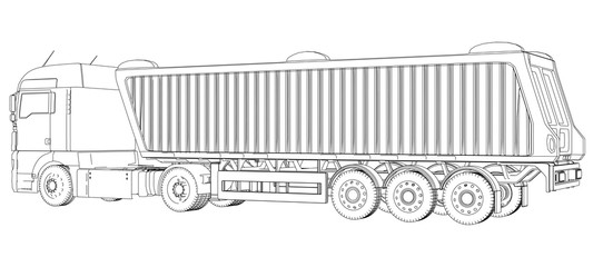 Vector dump truck. Tipper lorry on transparent background. racing illustration of 3d. EPS 10 vector format