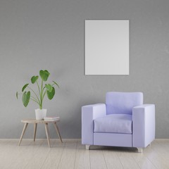 Mockup poster in the interior, 3D render