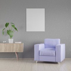 Mockup poster in the interior, 3D render