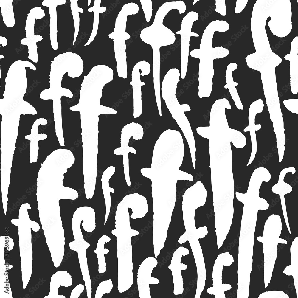 Poster vector pattern with calligraphy letters f