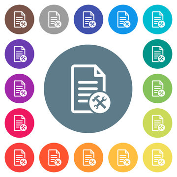 Document tools flat white icons on round color backgrounds