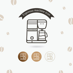 Espresso coffee machine icon, Coffee equipment vector illustration