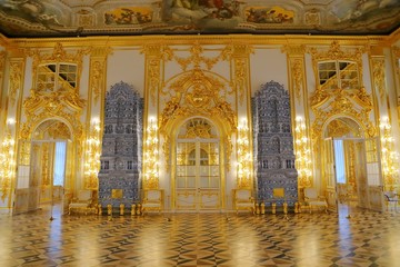 Interior of Catherine Palace a Rococo palace in Tsarskoye Selo Saint Petersburg Russia