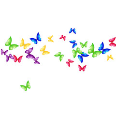 Obraz na płótnie Canvas Spring Background with Colorful Butterflies. Simple Feminine Pattern for Card, Invitation, Print. Trendy Decoration with Beautiful Butterfly Silhouettes. Vector Background with Moth