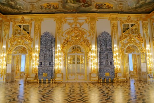 Interior of Catherine Palace a Rococo palace in Tsarskoye Selo Saint Petersburg Russia