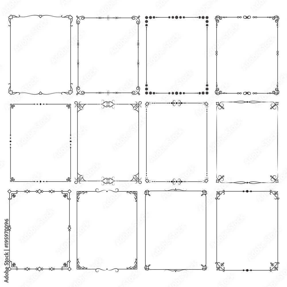 Poster retro classic elegant frame borders vector set for certificate and invitation design