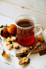 two glasses of red hot drink