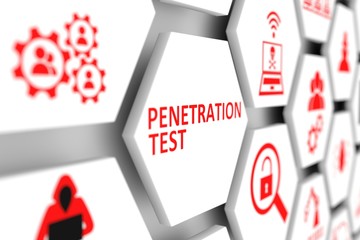 PENETRATION TESTconcept cell blurred background 3d illustration - obrazy, fototapety, plakaty
