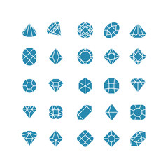 Diamond abstract icons. Expensive jewelry vector symbols