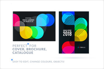 Fototapeta premium Creative design of business brochure set, abstract horizontal cover