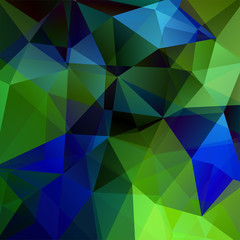 Abstract geometric style dark background. Blue, green, black colors. Vector illustration