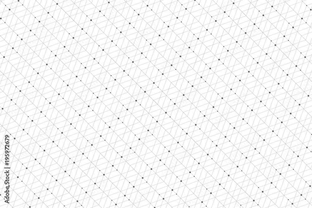Poster Geometric pattern with connected lines and dots. Graphic background connectivity. Modern stylish polygonal backdrop communication compounds for your design. Lines plexus. Vector illustration.